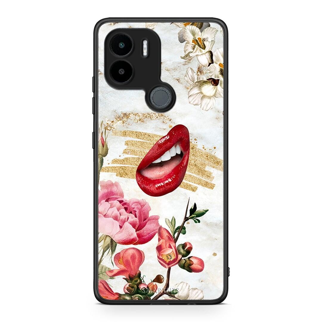 Θήκη Xiaomi Redmi A1+ / A2+ Red Lips από τη Smartfits με σχέδιο στο πίσω μέρος και μαύρο περίβλημα | Xiaomi Redmi A1+ / A2+ Red Lips Case with Colorful Back and Black Bezels