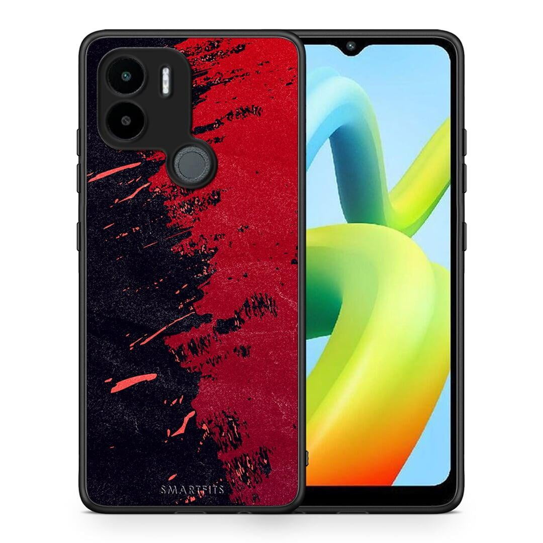 Θήκη Xiaomi Redmi A1+ / A2+ Red Paint από τη Smartfits με σχέδιο στο πίσω μέρος και μαύρο περίβλημα | Xiaomi Redmi A1+ / A2+ Red Paint Case with Colorful Back and Black Bezels