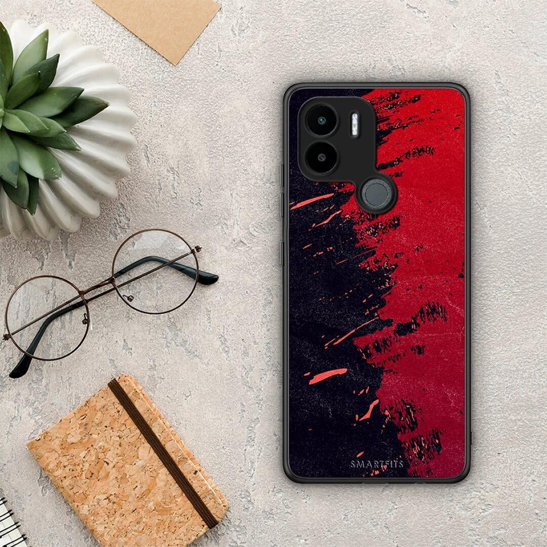 Θήκη Xiaomi Redmi A1+ / A2+ Red Paint από τη Smartfits με σχέδιο στο πίσω μέρος και μαύρο περίβλημα | Xiaomi Redmi A1+ / A2+ Red Paint Case with Colorful Back and Black Bezels