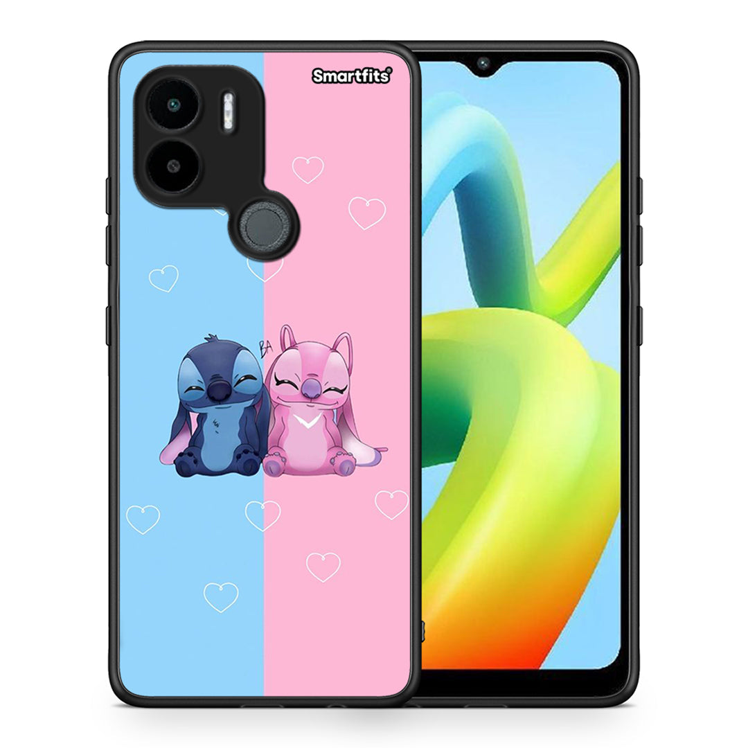 Θήκη Xiaomi Redmi A1+ / A2+ Stitch And Angel από τη Smartfits με σχέδιο στο πίσω μέρος και μαύρο περίβλημα | Xiaomi Redmi A1+ / A2+ Stitch And Angel Case with Colorful Back and Black Bezels