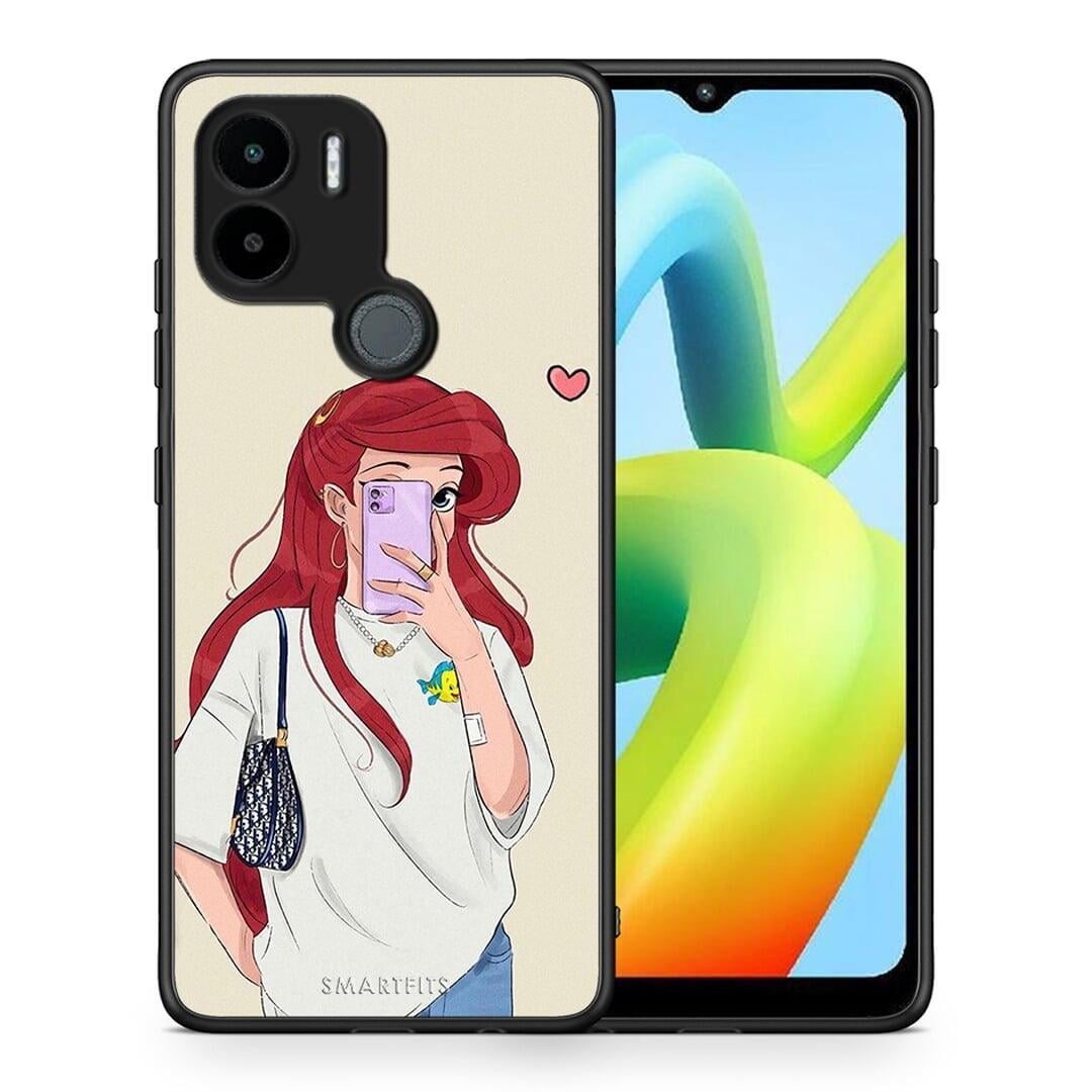 Θήκη Xiaomi Redmi A1+ / A2+ Walking Mermaid από τη Smartfits με σχέδιο στο πίσω μέρος και μαύρο περίβλημα | Xiaomi Redmi A1+ / A2+ Walking Mermaid Case with Colorful Back and Black Bezels