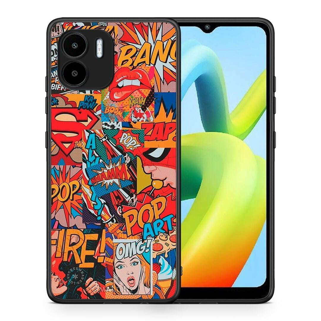 Θήκη Xiaomi Redmi A1 / A2 PopArt OMG από τη Smartfits με σχέδιο στο πίσω μέρος και μαύρο περίβλημα | Xiaomi Redmi A1 / A2 PopArt OMG Case with Colorful Back and Black Bezels