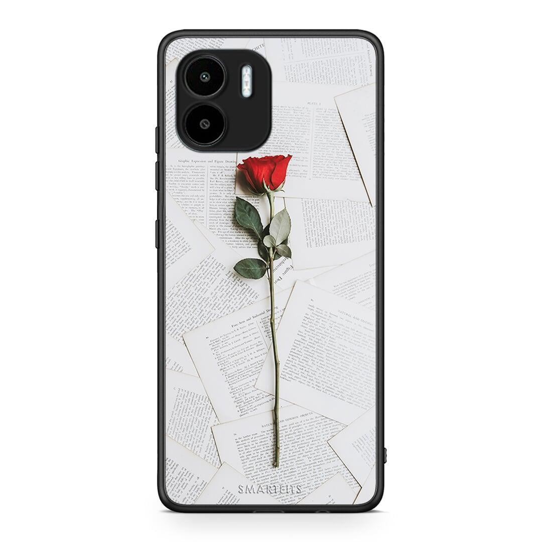 Θήκη Xiaomi Redmi A1 / A2 Red Rose από τη Smartfits με σχέδιο στο πίσω μέρος και μαύρο περίβλημα | Xiaomi Redmi A1 / A2 Red Rose Case with Colorful Back and Black Bezels