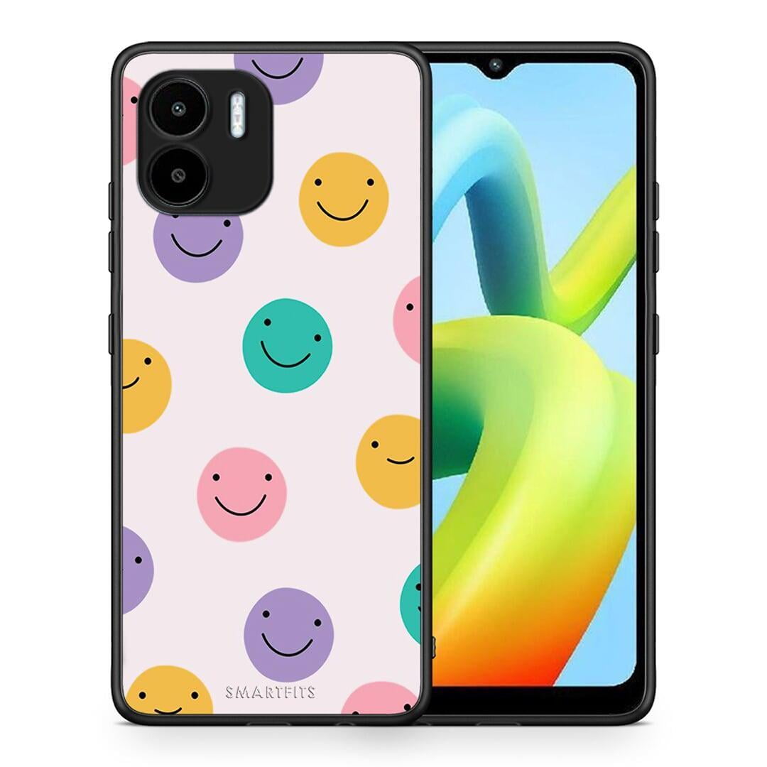 Θήκη Xiaomi Redmi A1 / A2 Smiley Faces από τη Smartfits με σχέδιο στο πίσω μέρος και μαύρο περίβλημα | Xiaomi Redmi A1 / A2 Smiley Faces Case with Colorful Back and Black Bezels