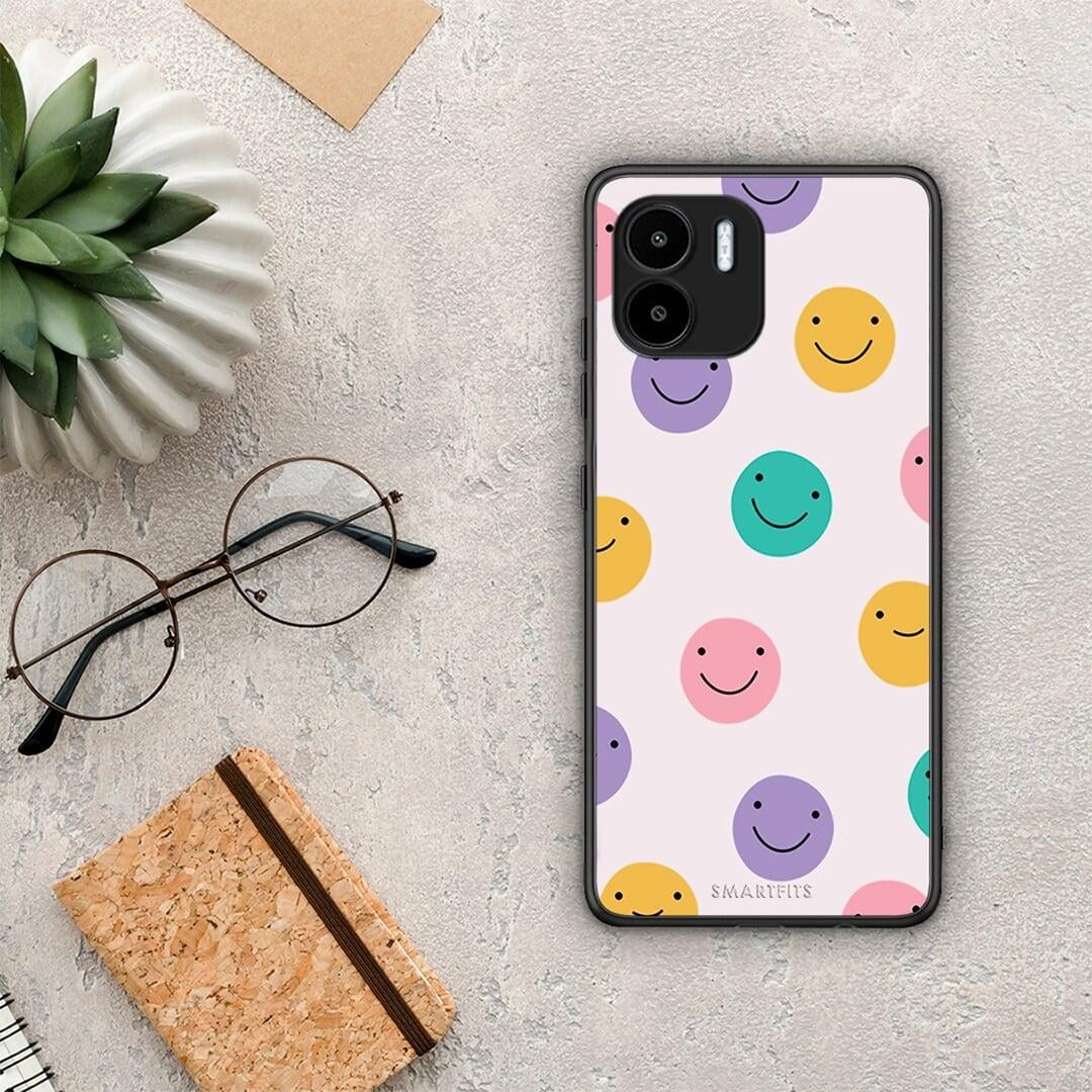 Θήκη Xiaomi Redmi A1 / A2 Smiley Faces από τη Smartfits με σχέδιο στο πίσω μέρος και μαύρο περίβλημα | Xiaomi Redmi A1 / A2 Smiley Faces Case with Colorful Back and Black Bezels