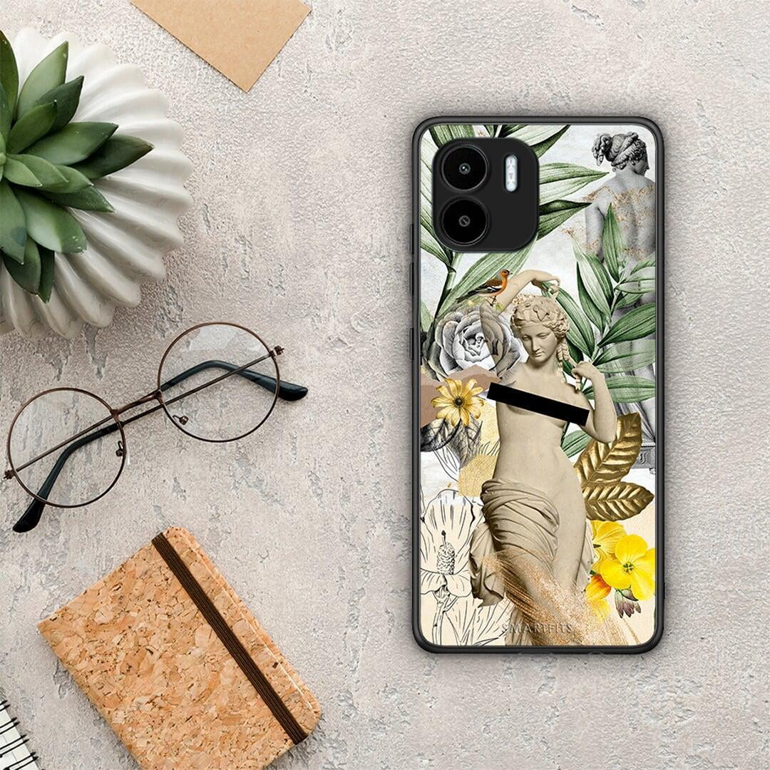 Θήκη Xiaomi Redmi A1 / A2 Woman Statue από τη Smartfits με σχέδιο στο πίσω μέρος και μαύρο περίβλημα | Xiaomi Redmi A1 / A2 Woman Statue Case with Colorful Back and Black Bezels