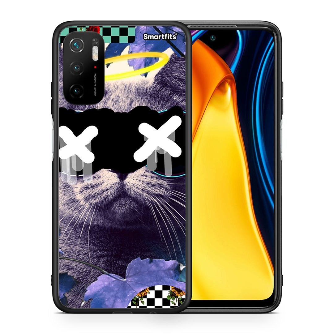 Θήκη Xiaomi Redmi Note 10 5G/Poco M3 Pro Cat Collage από τη Smartfits με σχέδιο στο πίσω μέρος και μαύρο περίβλημα | Xiaomi Redmi Note 10 5G/Poco M3 Pro Cat Collage case with colorful back and black bezels