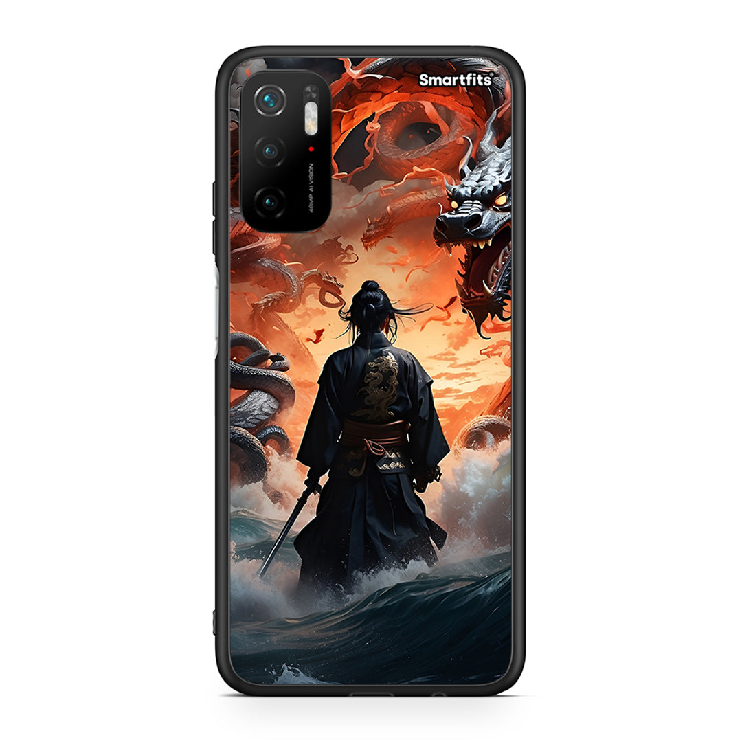 Xiaomi Redmi Note 10 5G/Poco M3 Pro Dragons Fight θήκη από τη Smartfits με σχέδιο στο πίσω μέρος και μαύρο περίβλημα | Smartphone case with colorful back and black bezels by Smartfits