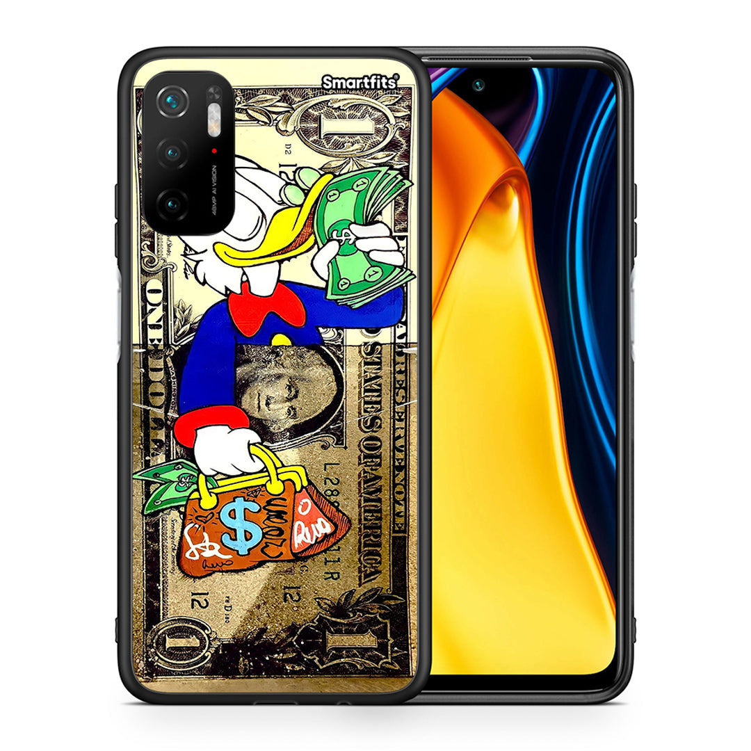 Θήκη Xiaomi Redmi Note 10 5G Duck Money από τη Smartfits με σχέδιο στο πίσω μέρος και μαύρο περίβλημα | Xiaomi Redmi Note 10 5G Duck Money case with colorful back and black bezels