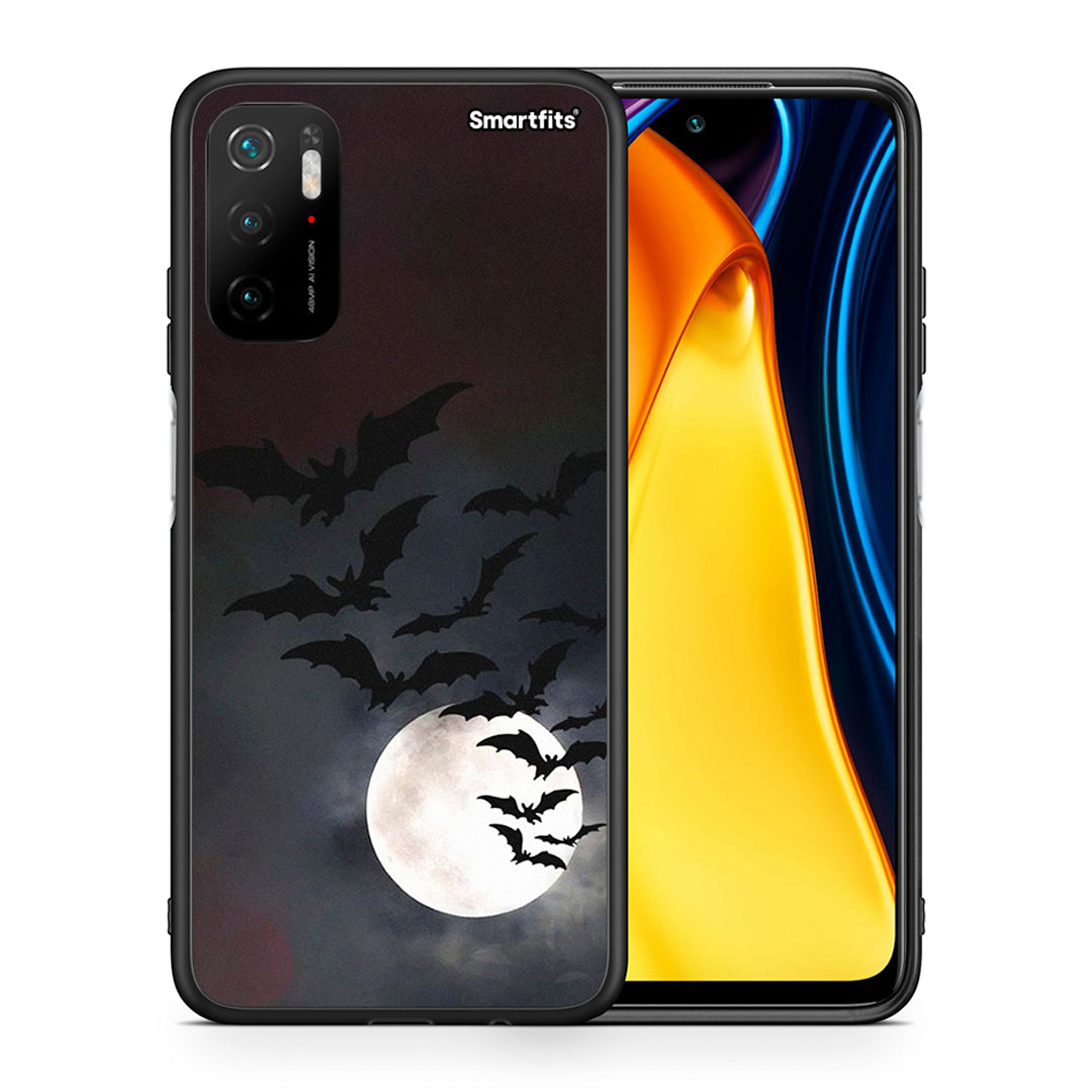 Θήκη Xiaomi Poco M3 Pro Halloween Bat Night από τη Smartfits με σχέδιο στο πίσω μέρος και μαύρο περίβλημα | Xiaomi Poco M3 Pro Halloween Bat Night case with colorful back and black bezels