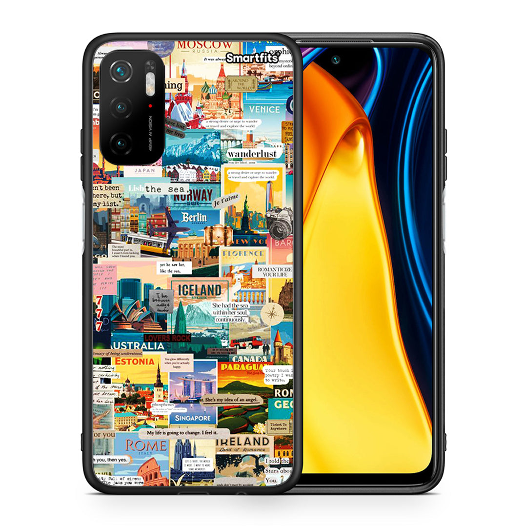 Θήκη Xiaomi Redmi Note 10 5G/Poco M3 Pro Live To Travel από τη Smartfits με σχέδιο στο πίσω μέρος και μαύρο περίβλημα | Xiaomi Redmi Note 10 5G/Poco M3 Pro Live To Travel case with colorful back and black bezels