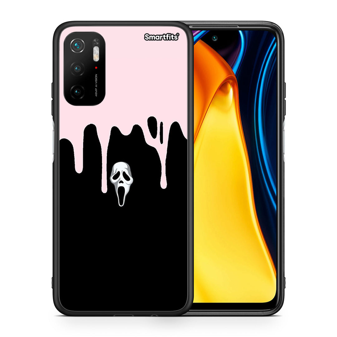 Θήκη Xiaomi Poco M3 Pro Melting Halloween Mask από τη Smartfits με σχέδιο στο πίσω μέρος και μαύρο περίβλημα | Xiaomi Poco M3 Pro Melting Halloween Mask case with colorful back and black bezels