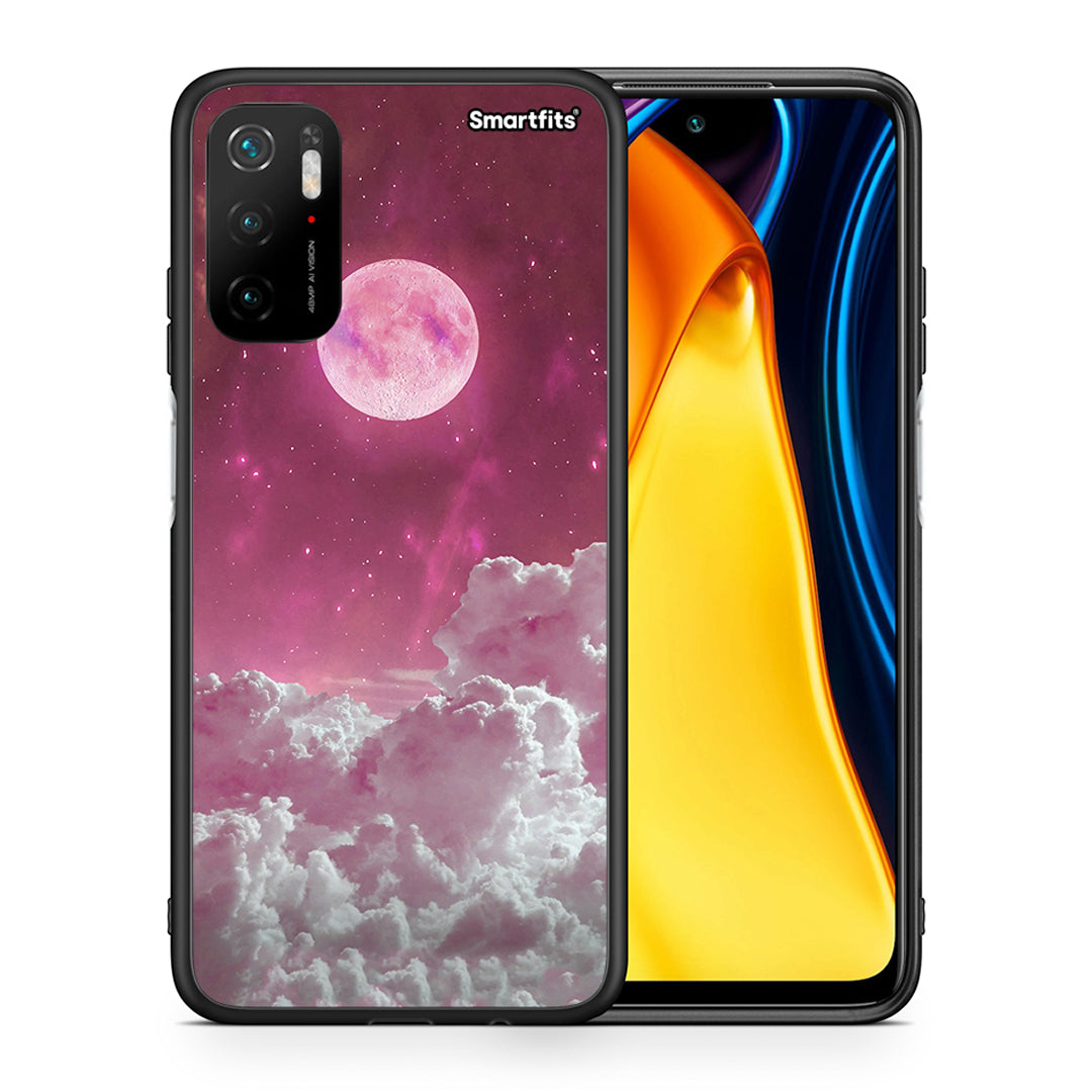 Θήκη Xiaomi Redmi Note 10 5G Pink Moon από τη Smartfits με σχέδιο στο πίσω μέρος και μαύρο περίβλημα | Xiaomi Redmi Note 10 5G Pink Moon case with colorful back and black bezels