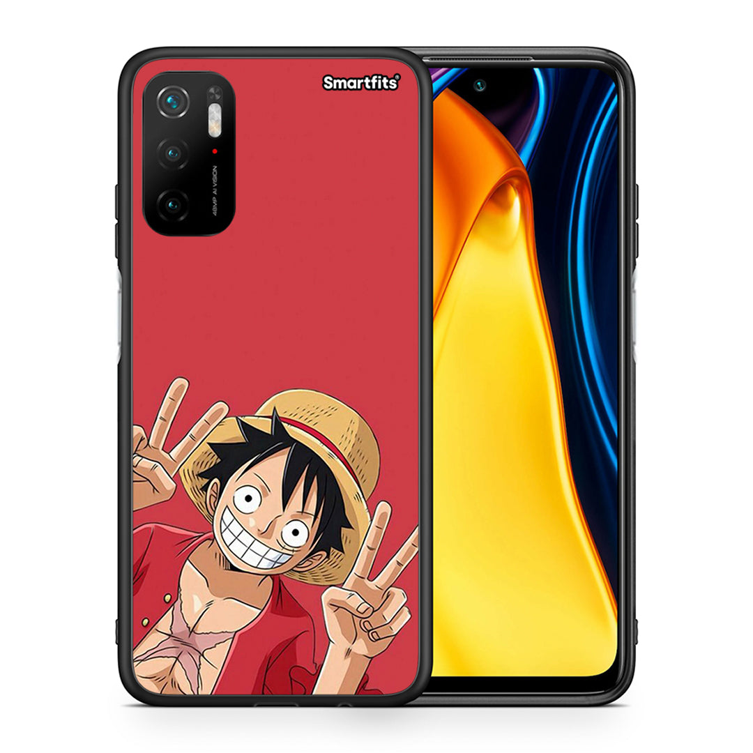 Θήκη Xiaomi Redmi Note 10 5G Pirate Luffy από τη Smartfits με σχέδιο στο πίσω μέρος και μαύρο περίβλημα | Xiaomi Redmi Note 10 5G Pirate Luffy case with colorful back and black bezels