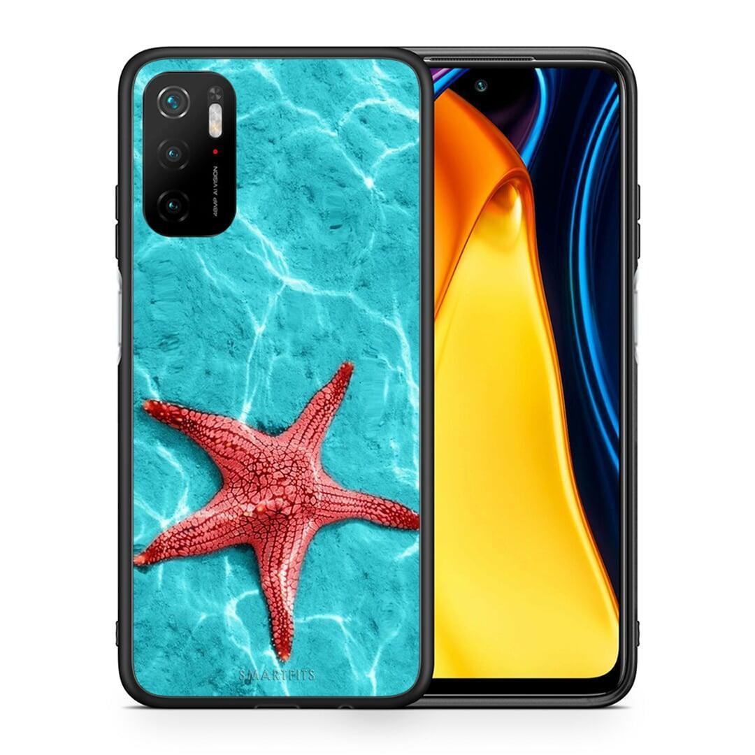 Θήκη Xiaomi Redmi Note 10 5G Red Starfish από τη Smartfits με σχέδιο στο πίσω μέρος και μαύρο περίβλημα | Xiaomi Redmi Note 10 5G Red Starfish case with colorful back and black bezels