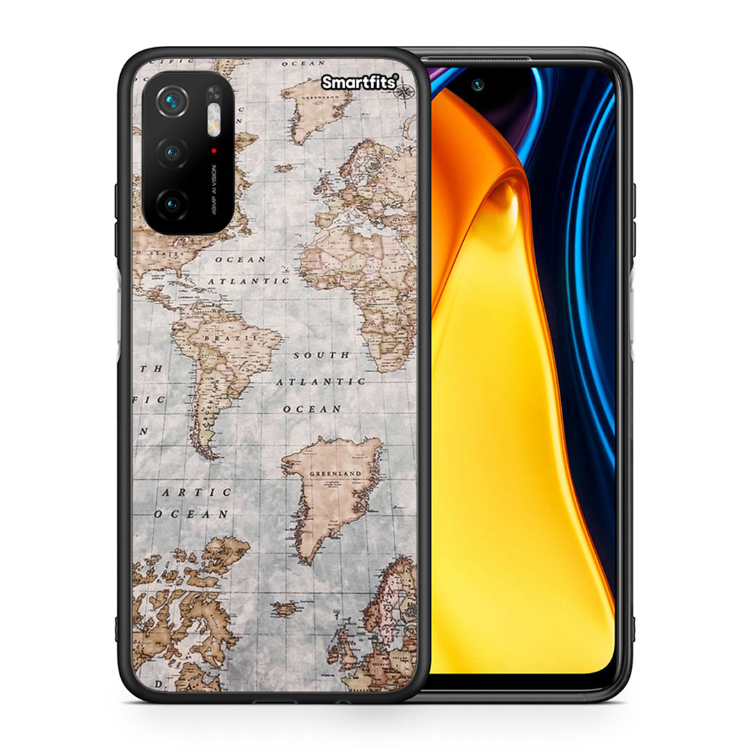 Θήκη Xiaomi Redmi Note 10 5G World Map από τη Smartfits με σχέδιο στο πίσω μέρος και μαύρο περίβλημα | Xiaomi Redmi Note 10 5G World Map case with colorful back and black bezels