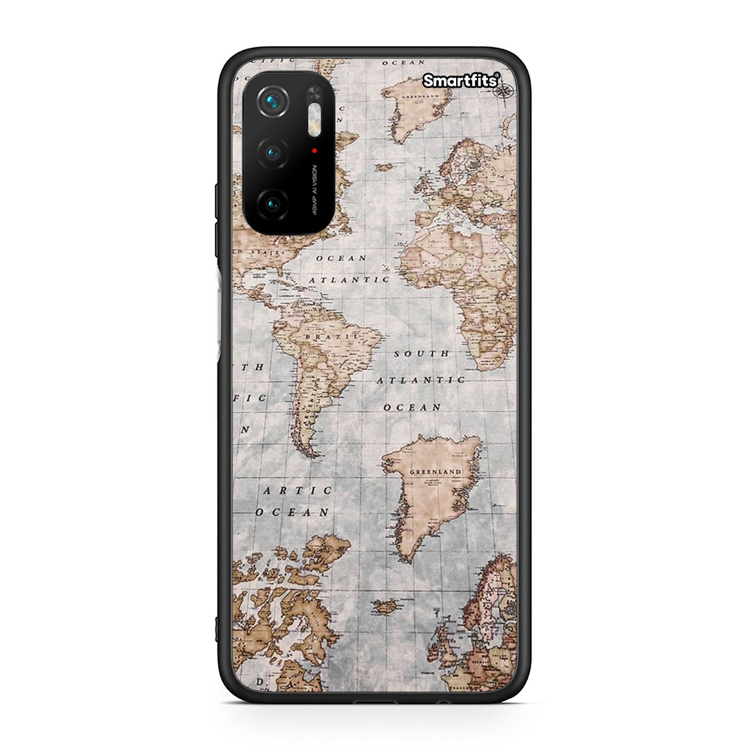 Xiaomi Redmi Note 10 5G World Map Θήκη από τη Smartfits με σχέδιο στο πίσω μέρος και μαύρο περίβλημα | Smartphone case with colorful back and black bezels by Smartfits