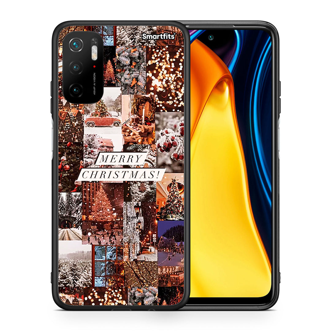 Θήκη Xiaomi Redmi Note 10 5G/Poco M3 Pro Xmas Collage από τη Smartfits με σχέδιο στο πίσω μέρος και μαύρο περίβλημα | Xiaomi Redmi Note 10 5G/Poco M3 Pro Xmas Collage case with colorful back and black bezels