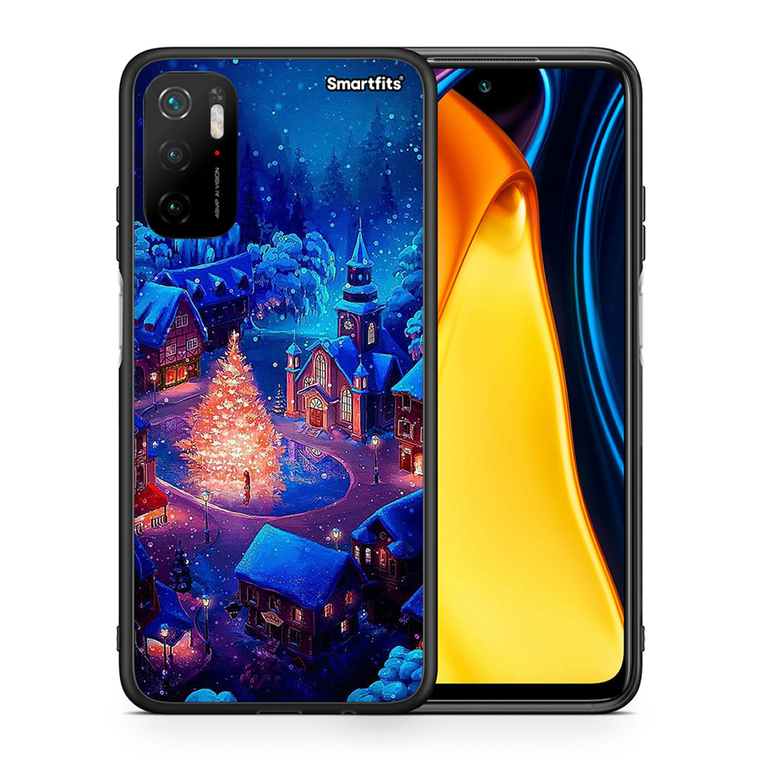 Θήκη Xiaomi Redmi Note 10 5G/Poco M3 Pro Xmas Village από τη Smartfits με σχέδιο στο πίσω μέρος και μαύρο περίβλημα | Xiaomi Redmi Note 10 5G/Poco M3 Pro Xmas Village case with colorful back and black bezels