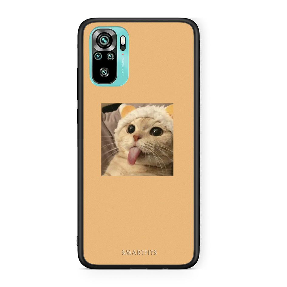 Xiaomi Redmi Note 10 Cat Tongue θήκη από τη Smartfits με σχέδιο στο πίσω μέρος και μαύρο περίβλημα | Smartphone case with colorful back and black bezels by Smartfits