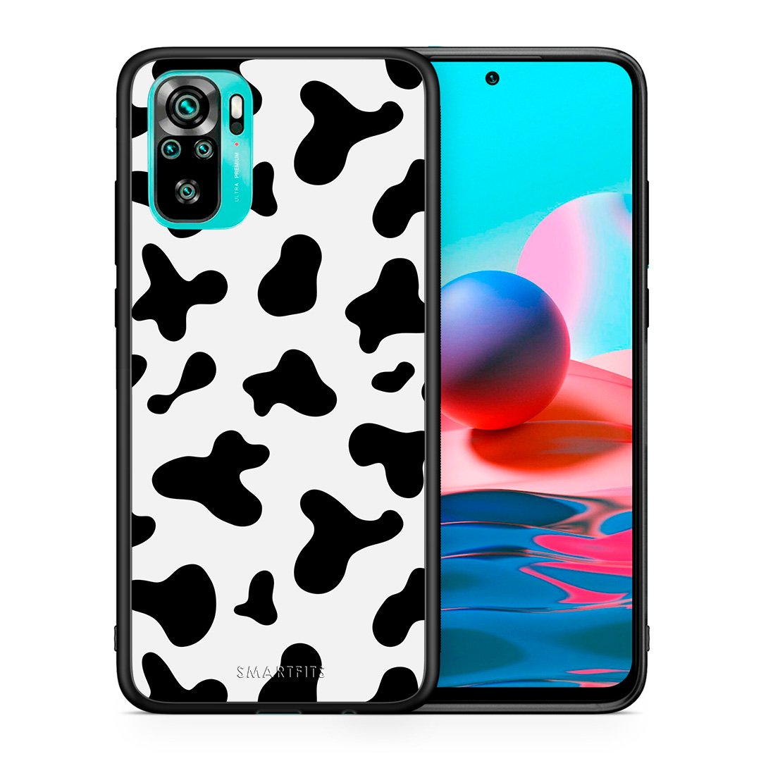 Θήκη Xiaomi Redmi Note 10 Cow Print από τη Smartfits με σχέδιο στο πίσω μέρος και μαύρο περίβλημα | Xiaomi Redmi Note 10 Cow Print case with colorful back and black bezels