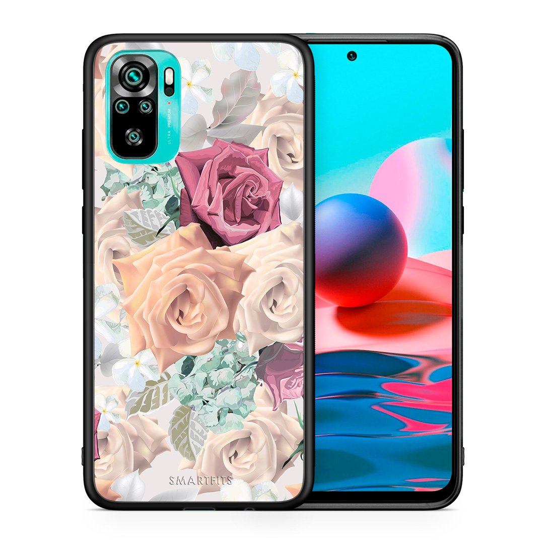 Θήκη Xiaomi Redmi Note 10 Bouquet Floral από τη Smartfits με σχέδιο στο πίσω μέρος και μαύρο περίβλημα | Xiaomi Redmi Note 10 Bouquet Floral case with colorful back and black bezels