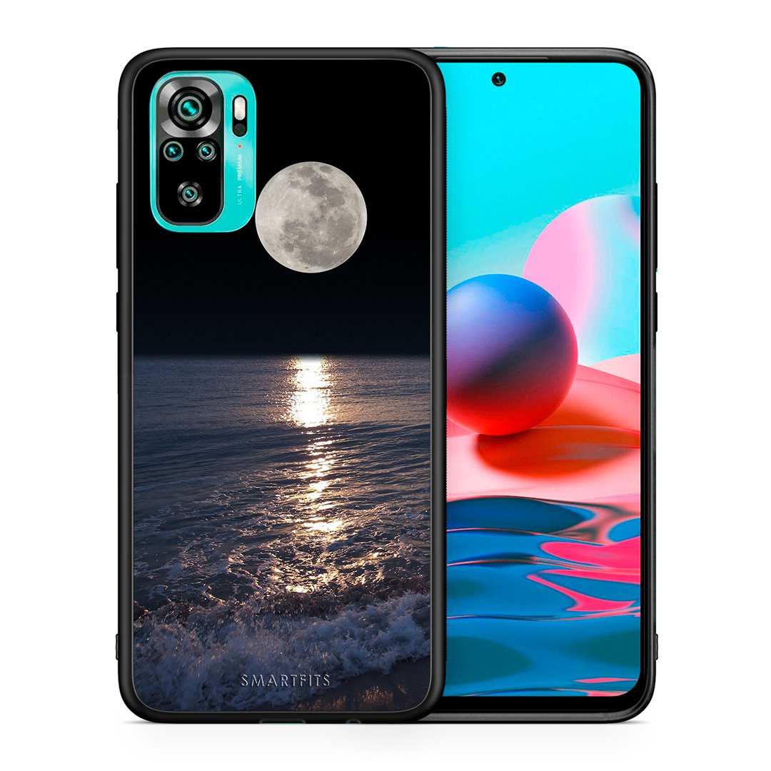 Θήκη Xiaomi Redmi Note 10 Moon Landscape από τη Smartfits με σχέδιο στο πίσω μέρος και μαύρο περίβλημα | Xiaomi Redmi Note 10 Moon Landscape case with colorful back and black bezels