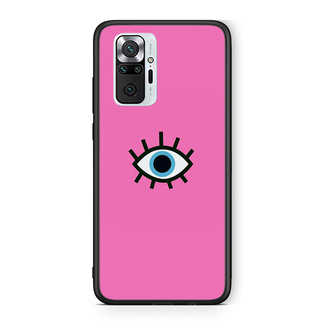 Xiaomi Redmi Note 10 Pro Blue Eye Pink θήκη από τη Smartfits με σχέδιο στο πίσω μέρος και μαύρο περίβλημα | Smartphone case with colorful back and black bezels by Smartfits