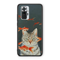 Thumbnail for Xiaomi Redmi Note 10 Pro Cat Goldfish θήκη από τη Smartfits με σχέδιο στο πίσω μέρος και μαύρο περίβλημα | Smartphone case with colorful back and black bezels by Smartfits