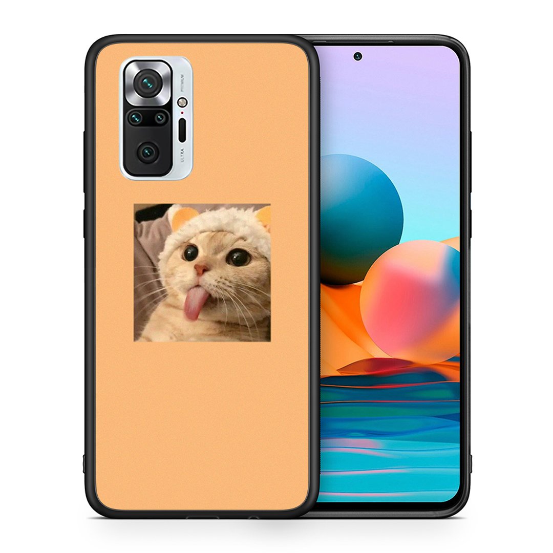 Θήκη Xiaomi Redmi Note 10 Pro Cat Tongue από τη Smartfits με σχέδιο στο πίσω μέρος και μαύρο περίβλημα | Xiaomi Redmi Note 10 Pro Cat Tongue case with colorful back and black bezels