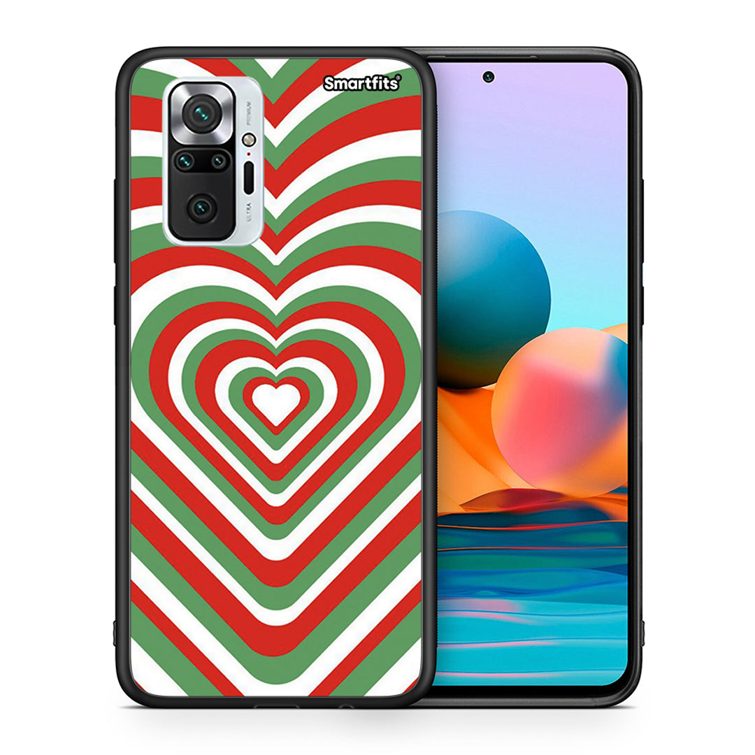 Θήκη Xiaomi Redmi Note 10 Pro Christmas Hearts από τη Smartfits με σχέδιο στο πίσω μέρος και μαύρο περίβλημα | Xiaomi Redmi Note 10 Pro Christmas Hearts case with colorful back and black bezels