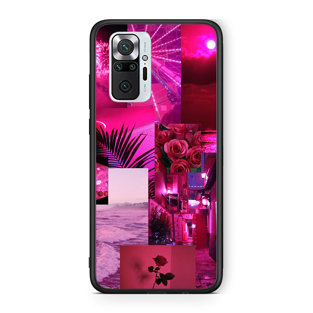 Xiaomi Redmi Note 10 Pro Collage Red Roses Θήκη Αγίου Βαλεντίνου από τη Smartfits με σχέδιο στο πίσω μέρος και μαύρο περίβλημα | Smartphone case with colorful back and black bezels by Smartfits