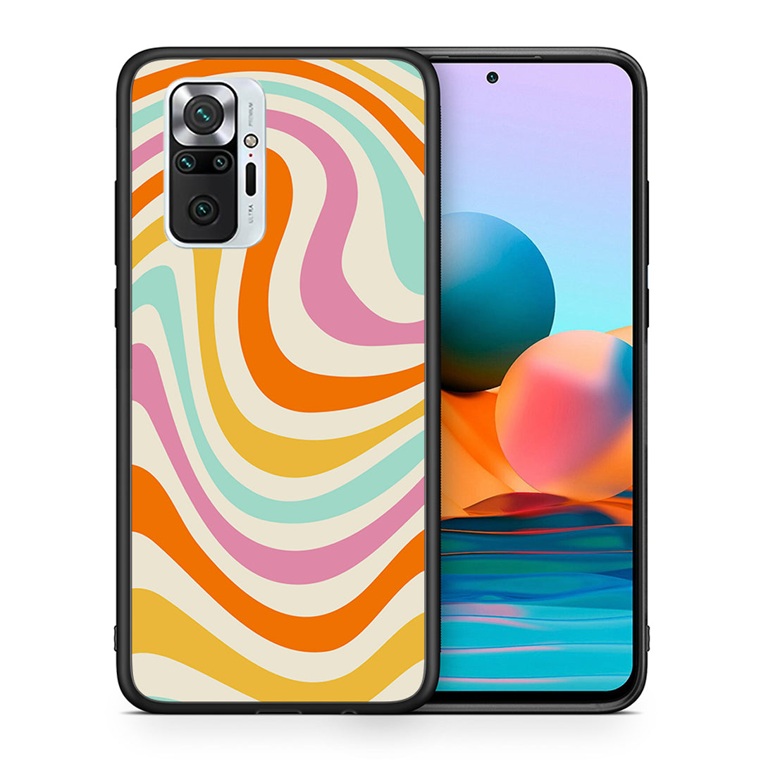 Θήκη Xiaomi Redmi Note 10 Pro Colourful Waves από τη Smartfits με σχέδιο στο πίσω μέρος και μαύρο περίβλημα | Xiaomi Redmi Note 10 Pro Colourful Waves case with colorful back and black bezels