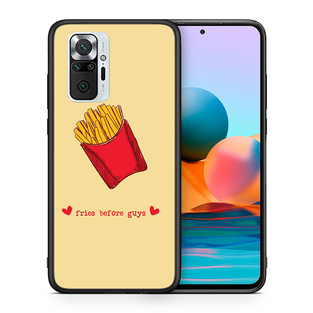 Θήκη Αγίου Βαλεντίνου Xiaomi Redmi Note 10 Pro Fries Before Guys από τη Smartfits με σχέδιο στο πίσω μέρος και μαύρο περίβλημα | Xiaomi Redmi Note 10 Pro Fries Before Guys case with colorful back and black bezels