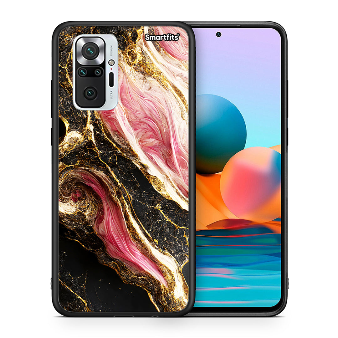 Θήκη Xiaomi Redmi Note 10 Pro Glamorous Pink Marble από τη Smartfits με σχέδιο στο πίσω μέρος και μαύρο περίβλημα | Xiaomi Redmi Note 10 Pro Glamorous Pink Marble case with colorful back and black bezels