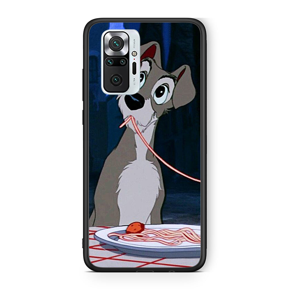 Xiaomi Redmi Note 10 Pro Lady And Tramp 1 Θήκη Αγίου Βαλεντίνου από τη Smartfits με σχέδιο στο πίσω μέρος και μαύρο περίβλημα | Smartphone case with colorful back and black bezels by Smartfits