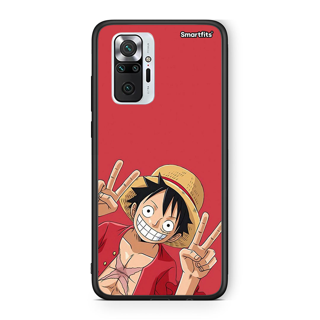 Xiaomi Redmi Note 10 Pro Pirate Luffy Θήκη από τη Smartfits με σχέδιο στο πίσω μέρος και μαύρο περίβλημα | Smartphone case with colorful back and black bezels by Smartfits