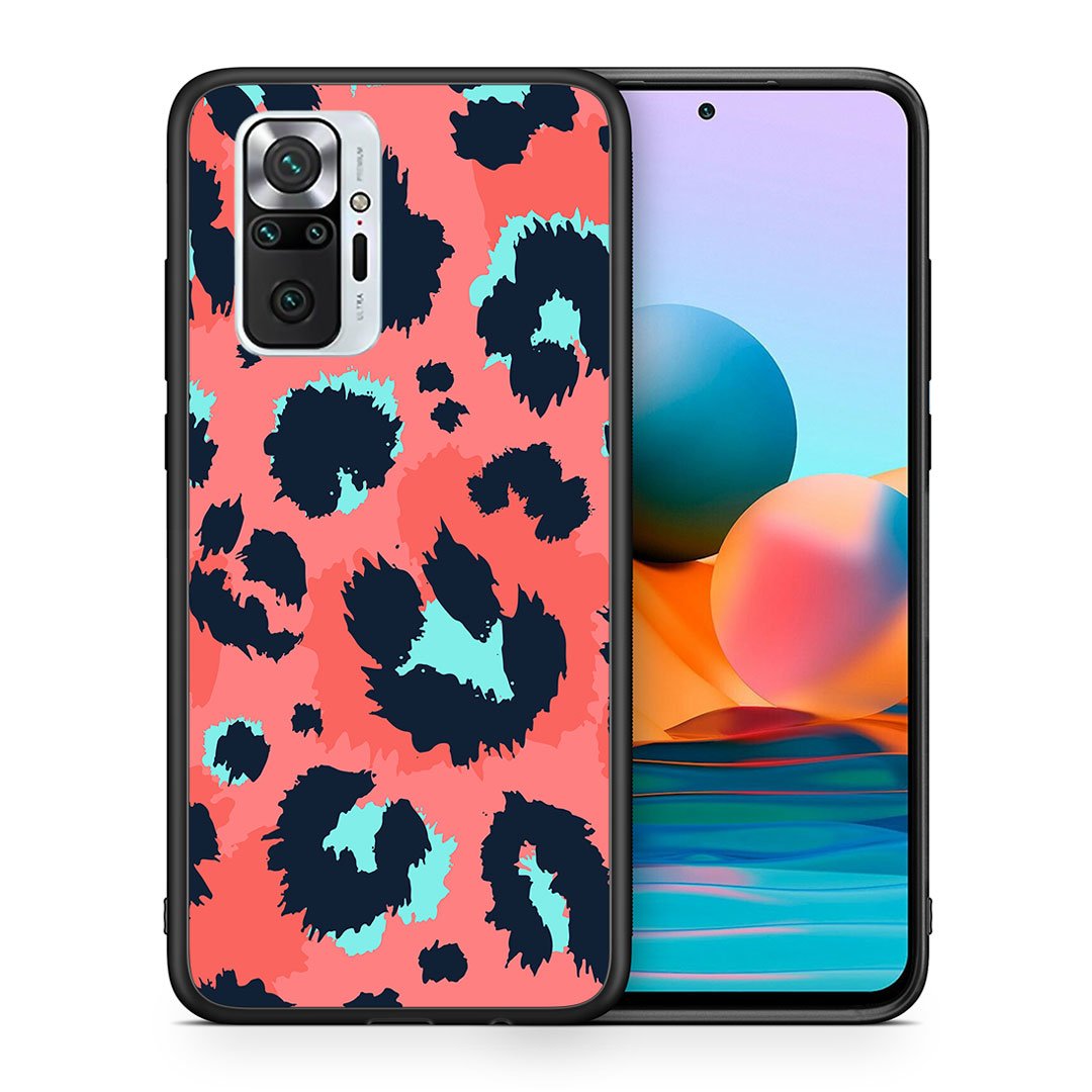 Θήκη Xiaomi Redmi Note 10 Pro Pink Leopard Animal από τη Smartfits με σχέδιο στο πίσω μέρος και μαύρο περίβλημα | Xiaomi Redmi Note 10 Pro Pink Leopard Animal case with colorful back and black bezels