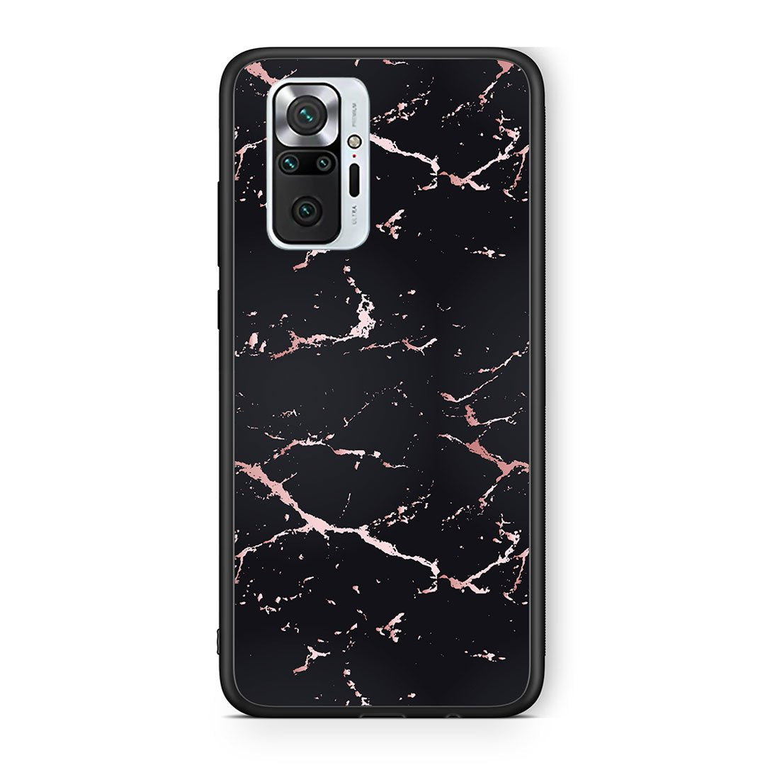 4 - Xiaomi Redmi Note 10 Pro Black Rosegold Marble case, cover, bumper