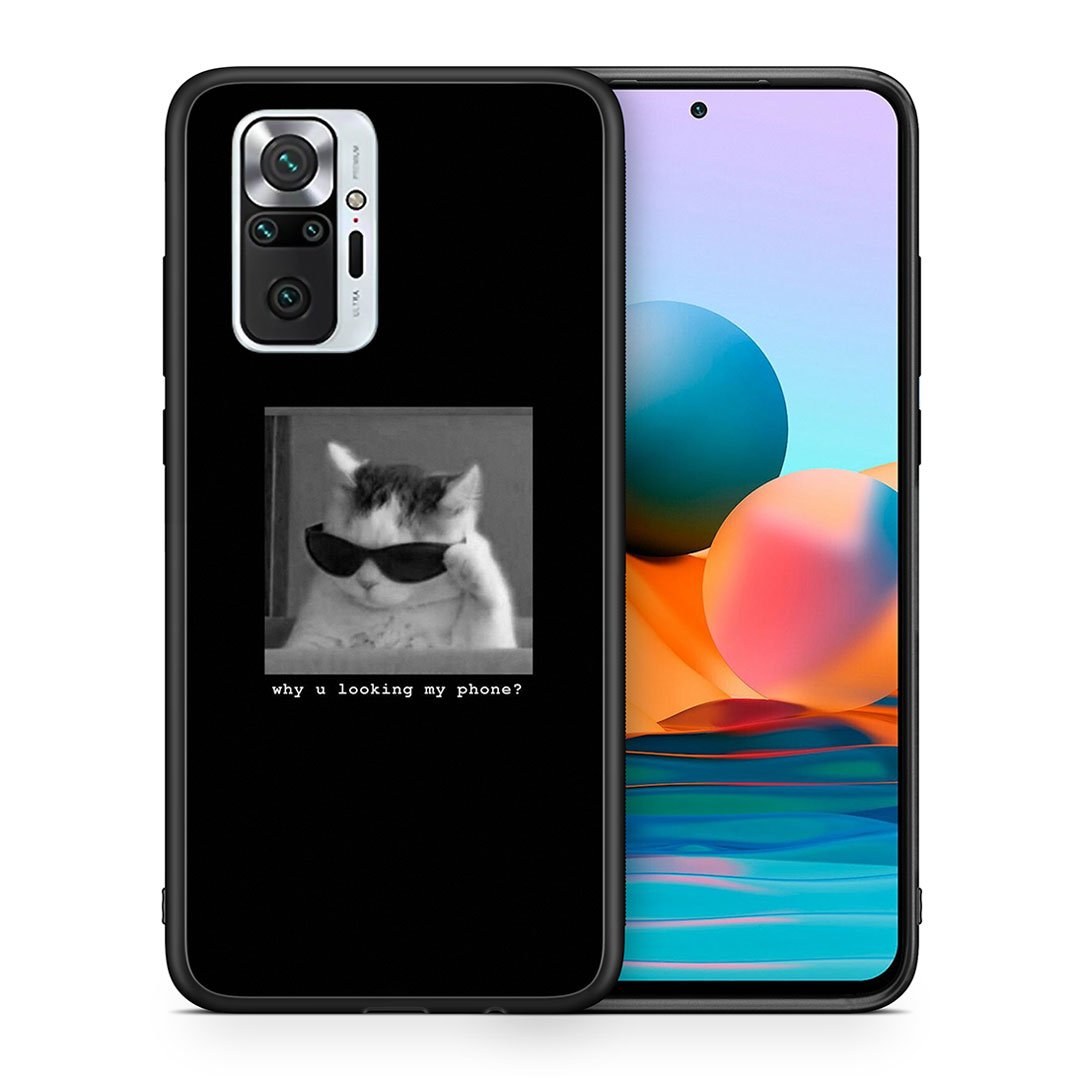 Θήκη Xiaomi Redmi Note 10 Pro Meme Cat από τη Smartfits με σχέδιο στο πίσω μέρος και μαύρο περίβλημα | Xiaomi Redmi Note 10 Pro Meme Cat case with colorful back and black bezels