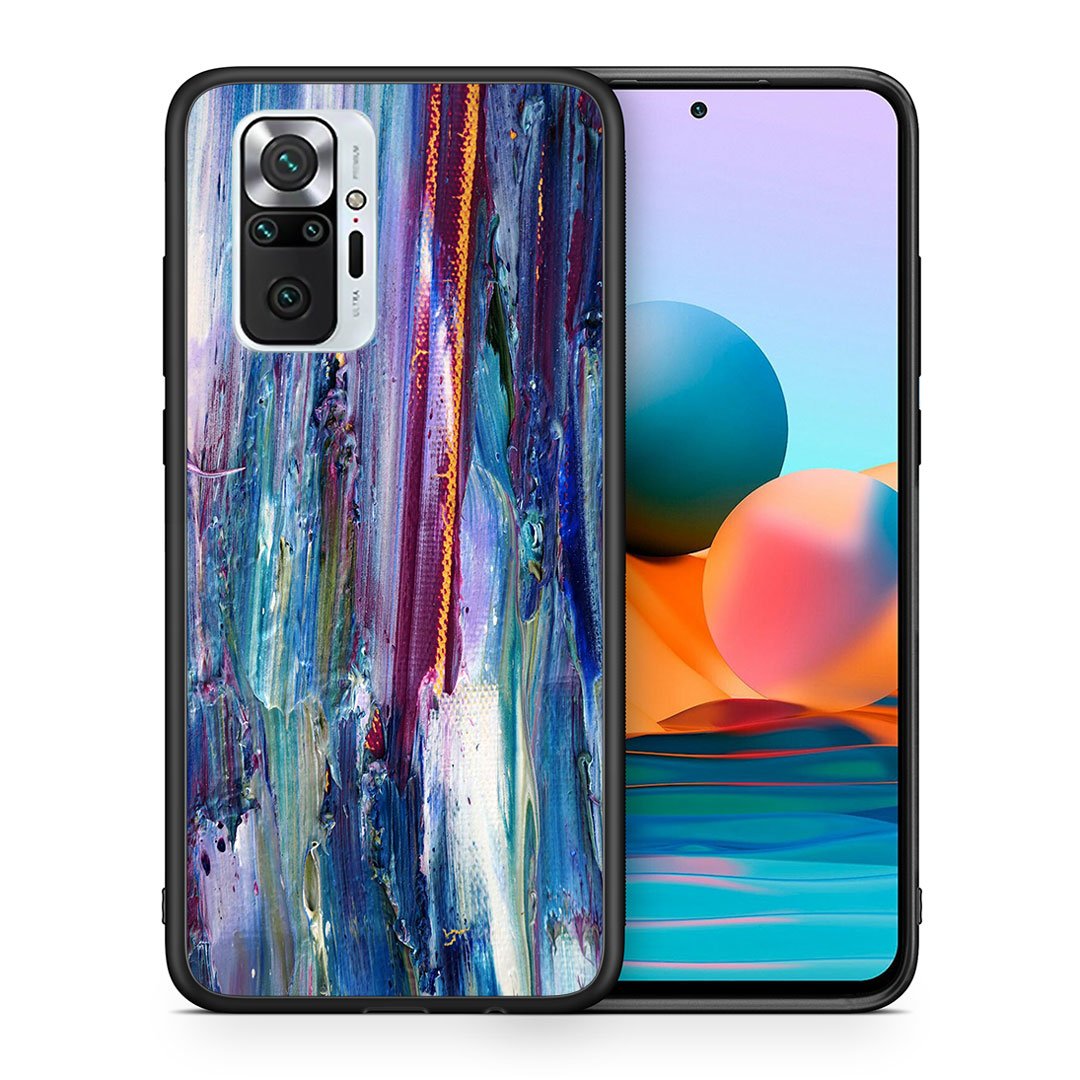 Θήκη Xiaomi Redmi Note 10 Pro Winter Paint από τη Smartfits με σχέδιο στο πίσω μέρος και μαύρο περίβλημα | Xiaomi Redmi Note 10 Pro Winter Paint case with colorful back and black bezels