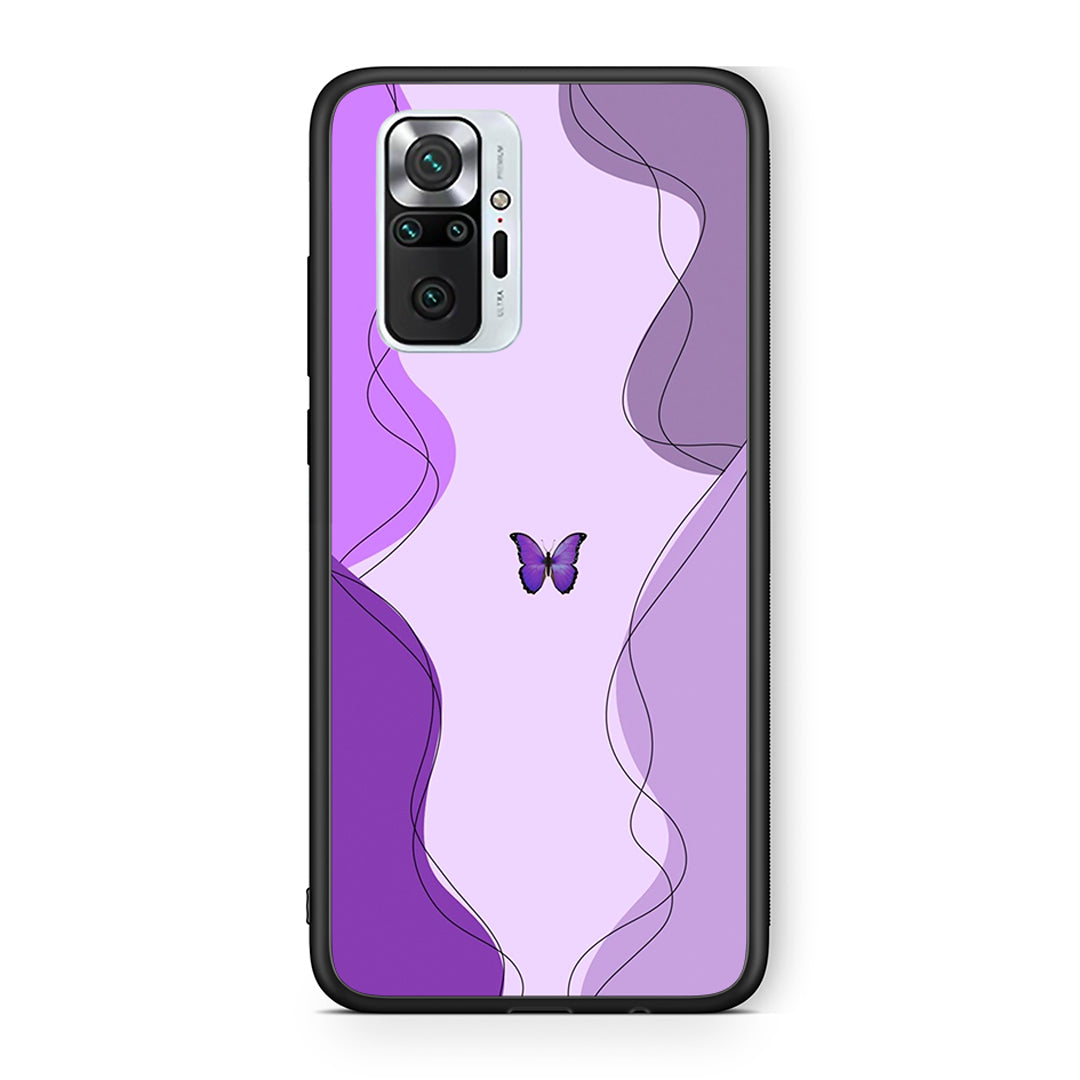 Xiaomi Redmi Note 10 Pro Purple Mariposa Θήκη Αγίου Βαλεντίνου από τη Smartfits με σχέδιο στο πίσω μέρος και μαύρο περίβλημα | Smartphone case with colorful back and black bezels by Smartfits