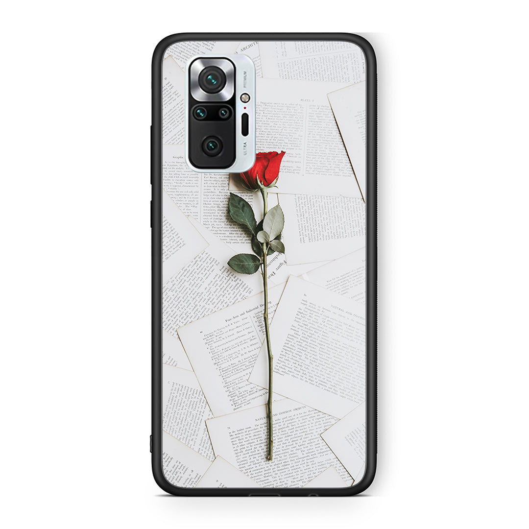 Xiaomi Redmi Note 10 Pro Red Rose θήκη από τη Smartfits με σχέδιο στο πίσω μέρος και μαύρο περίβλημα | Smartphone case with colorful back and black bezels by Smartfits