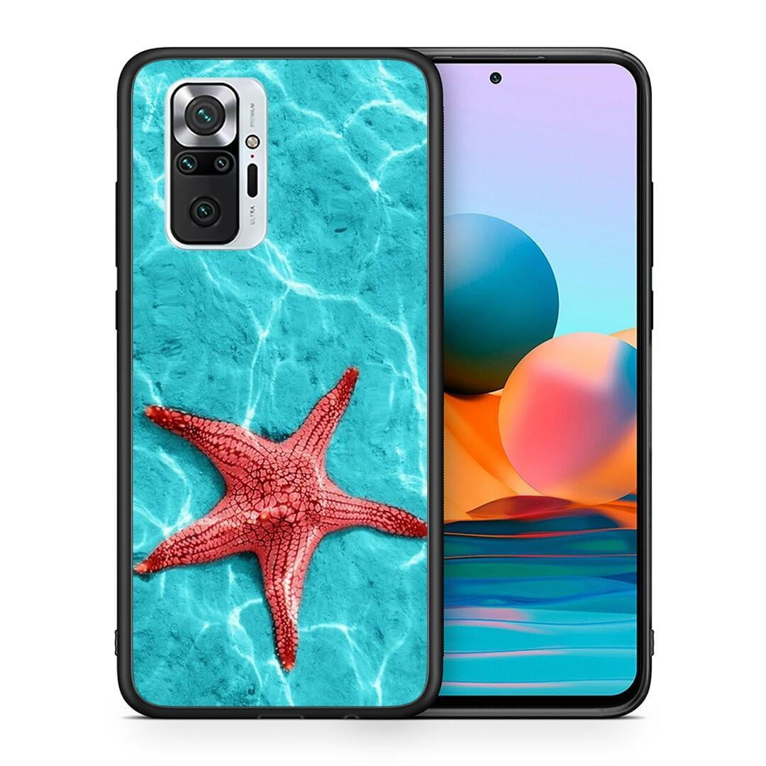 Θήκη Xiaomi Redmi Note 10 Pro Red Starfish από τη Smartfits με σχέδιο στο πίσω μέρος και μαύρο περίβλημα | Xiaomi Redmi Note 10 Pro Red Starfish case with colorful back and black bezels