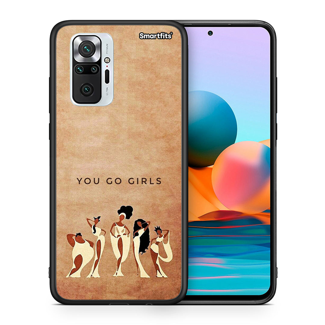 Θήκη Xiaomi Redmi Note 10 Pro You Go Girl από τη Smartfits με σχέδιο στο πίσω μέρος και μαύρο περίβλημα | Xiaomi Redmi Note 10 Pro You Go Girl case with colorful back and black bezels