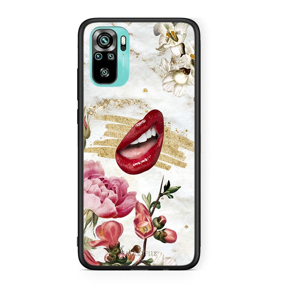 Xiaomi Redmi Note 10 Red Lips θήκη από τη Smartfits με σχέδιο στο πίσω μέρος και μαύρο περίβλημα | Smartphone case with colorful back and black bezels by Smartfits