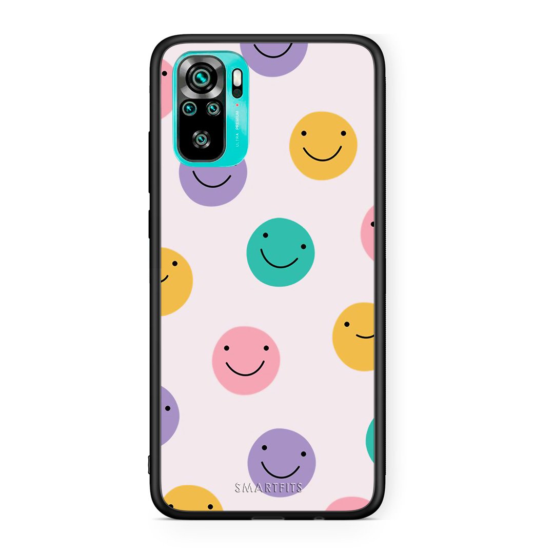Xiaomi Redmi Note 10 Smiley Faces θήκη από τη Smartfits με σχέδιο στο πίσω μέρος και μαύρο περίβλημα | Smartphone case with colorful back and black bezels by Smartfits