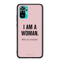Thumbnail for Xiaomi Redmi Note 10 Superpower Woman θήκη από τη Smartfits με σχέδιο στο πίσω μέρος και μαύρο περίβλημα | Smartphone case with colorful back and black bezels by Smartfits