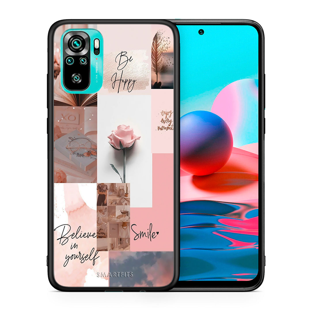 Θήκη Xiaomi Redmi Note 10 Aesthetic Collage από τη Smartfits με σχέδιο στο πίσω μέρος και μαύρο περίβλημα | Xiaomi Redmi Note 10 Aesthetic Collage case with colorful back and black bezels