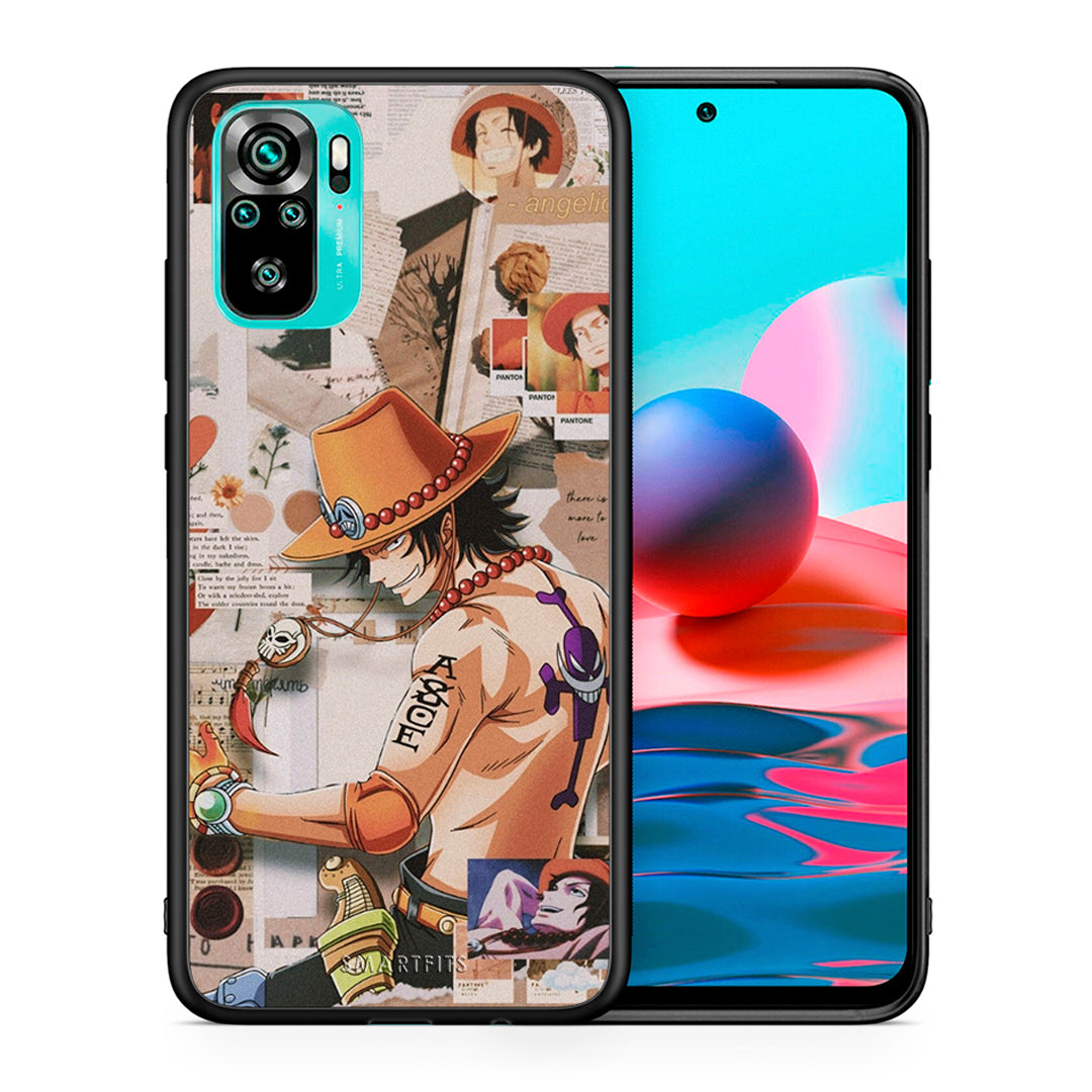 Θήκη Xiaomi Redmi Note 10 Anime Collage από τη Smartfits με σχέδιο στο πίσω μέρος και μαύρο περίβλημα | Xiaomi Redmi Note 10 Anime Collage case with colorful back and black bezels